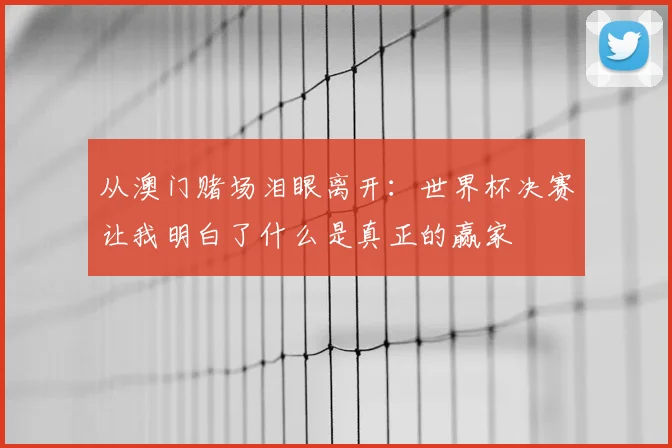 从澳门赌场泪眼离开:世界杯决赛让我明白了什么是真正的赢家